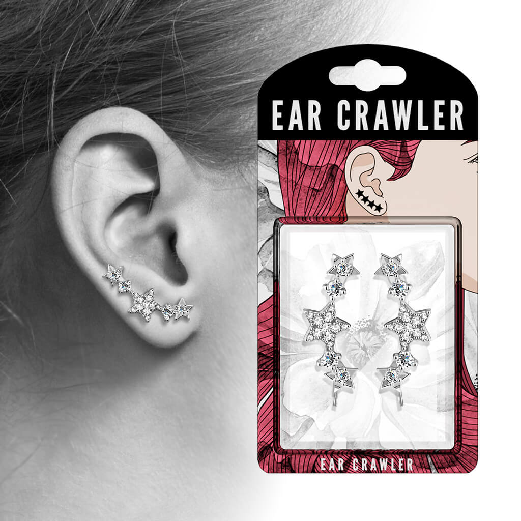 Ear crawler cyrkonia gwiazdka