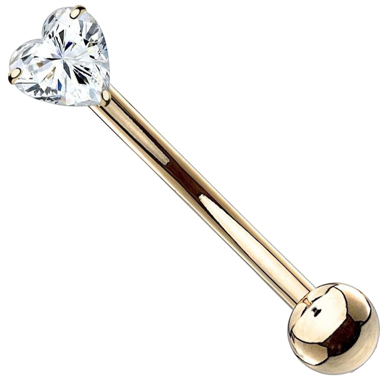 Oro 14 kt Piercing Sopracciglio Zircone a cuore