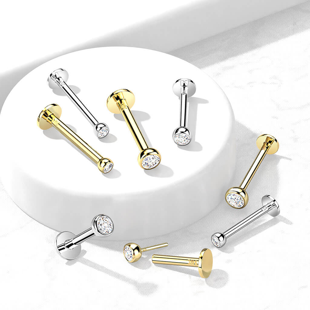 Oro 14 kt Labret Sfera Push-In