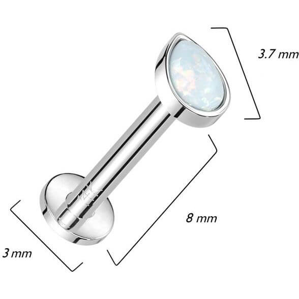 Or 14kt Labret Opale Goutte Enfoncer