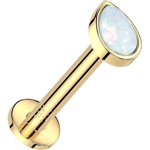 Or 14kt Labret Opale Goutte Enfoncer