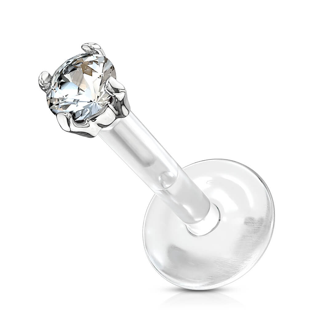 Oro 14 kt Labret Zircone Push-In