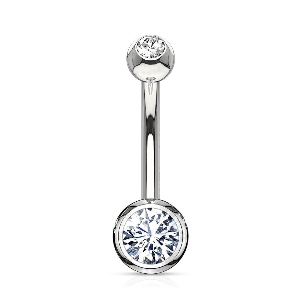 Or 14kt Piercing Nombril Zircone Ronde