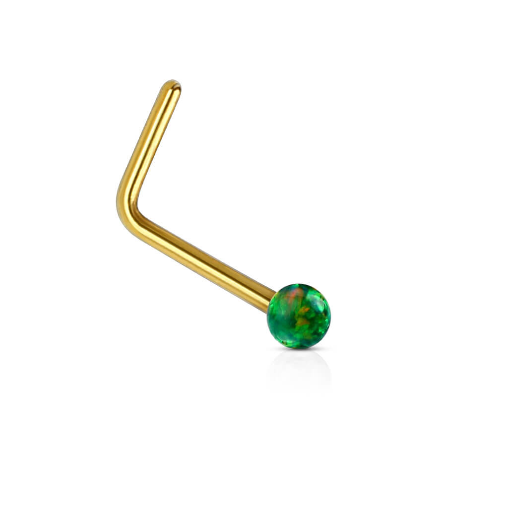 Oro 14kt Nariz en L Ópalo bola