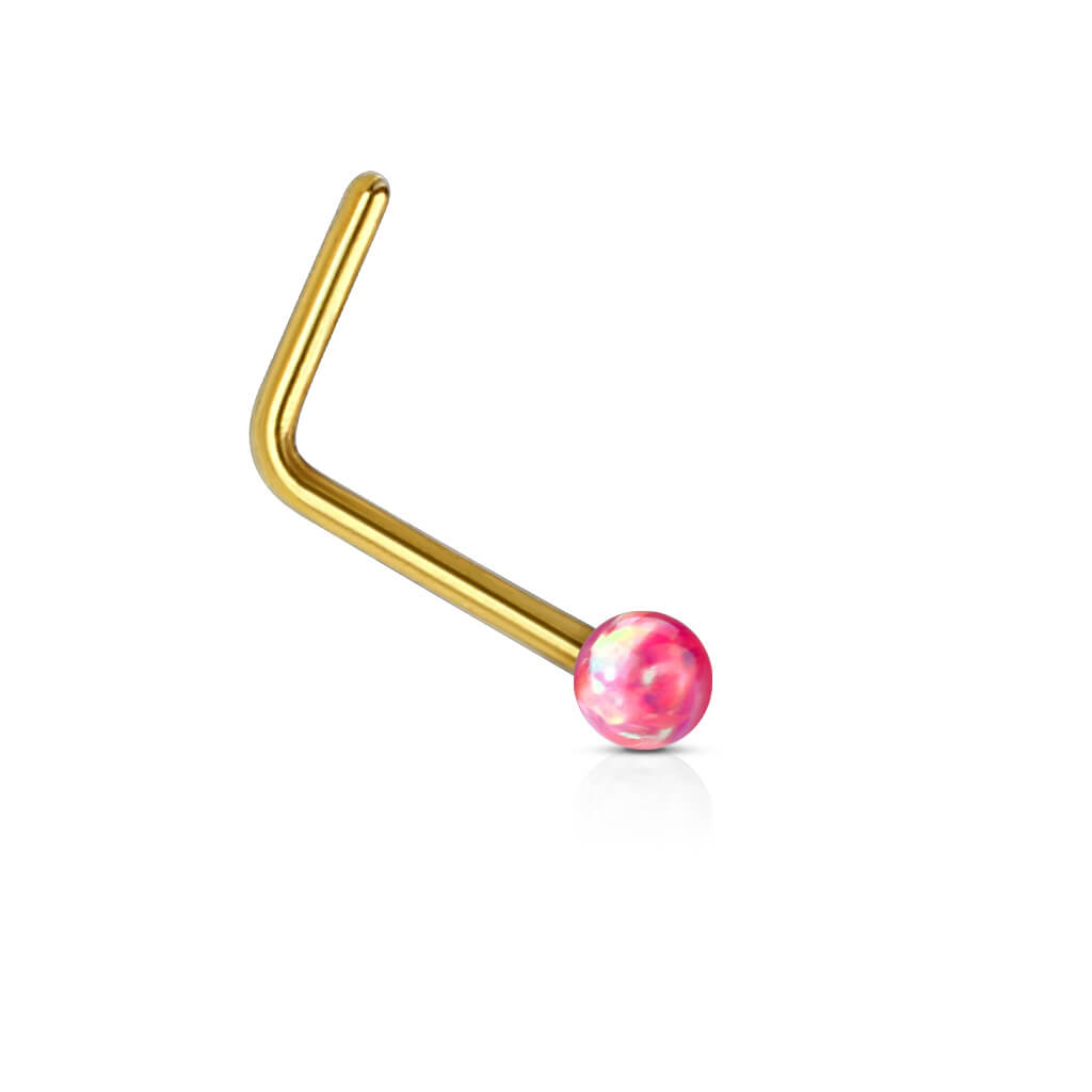 Oro 14kt Nariz en L Ópalo bola