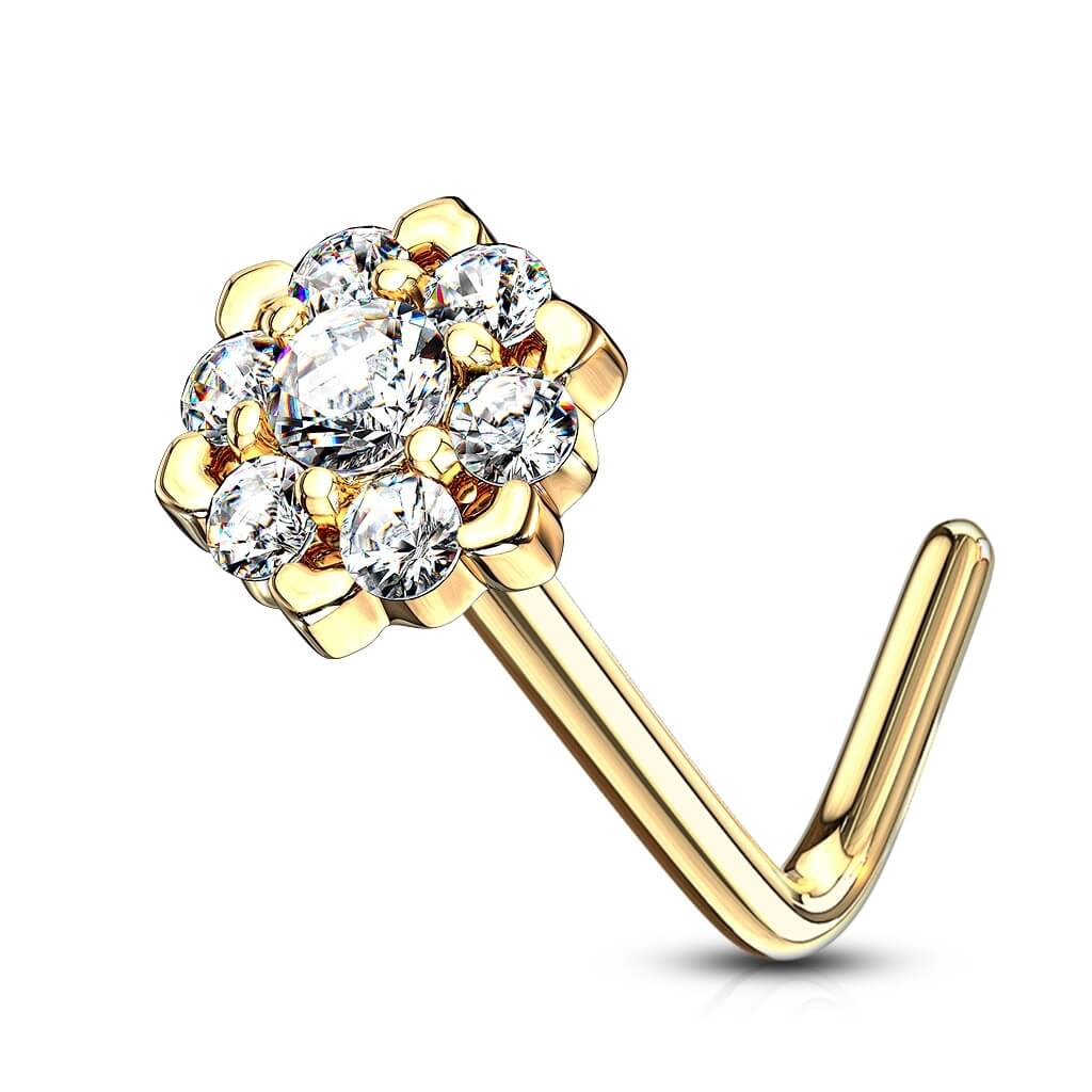 Oro 14 kt Nasale a L Fiore di zirconi