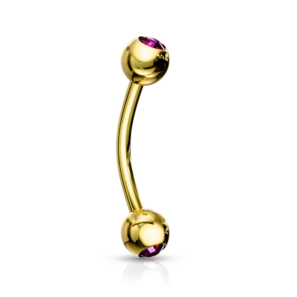 Augenbrauenpiercing Kugel Zirkonia Gold PVD