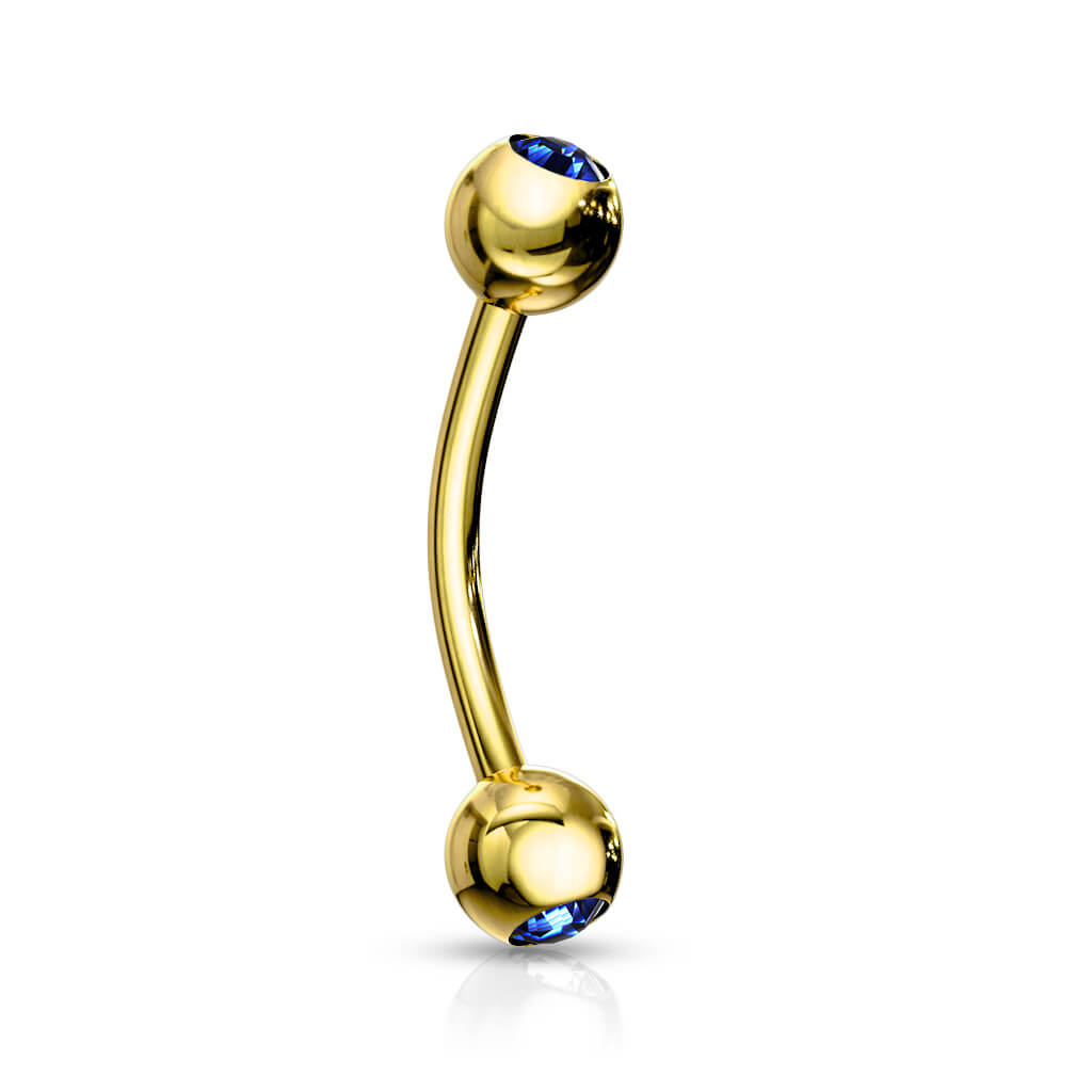 Augenbrauenpiercing Kugel Zirkonia Gold PVD