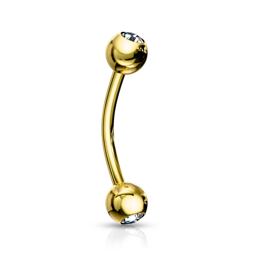 Augenbrauenpiercing Kugel Zirkonia Gold PVD