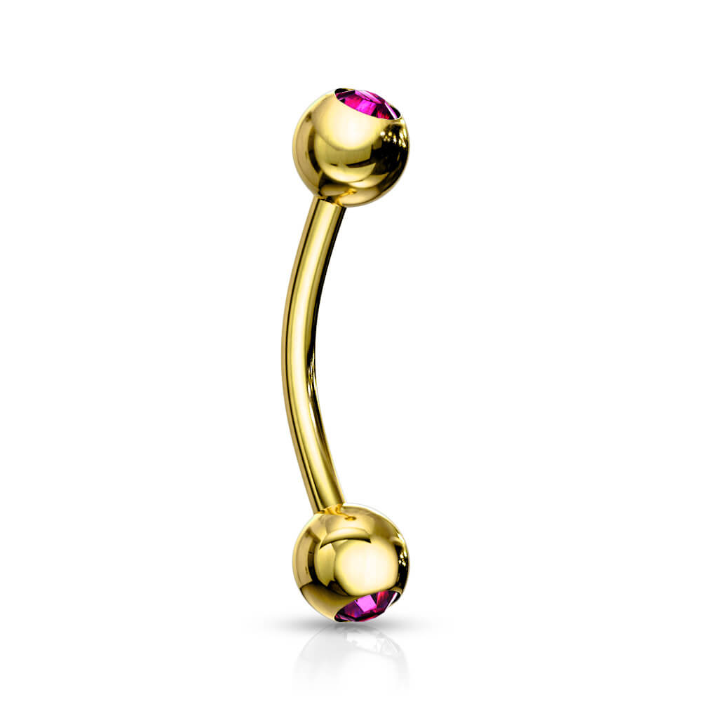 Augenbrauenpiercing Kugel Zirkonia Gold PVD