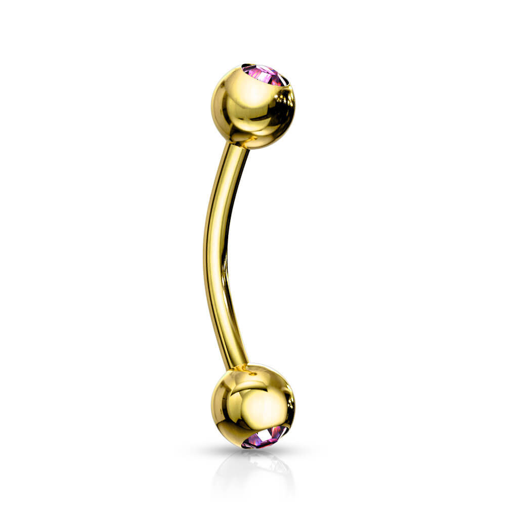 Augenbrauenpiercing Kugel Zirkonia Gold PVD