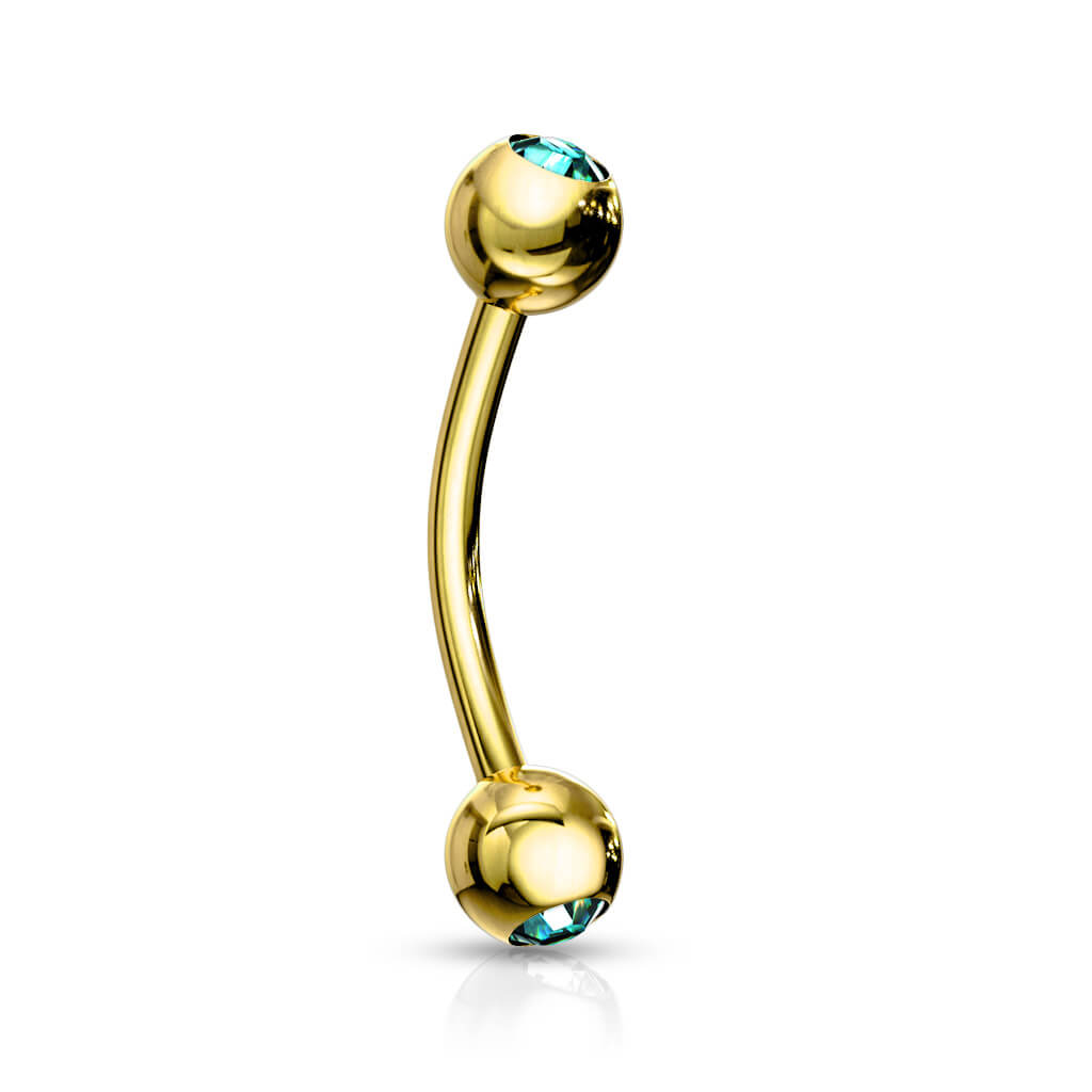 Augenbrauenpiercing Kugel Zirkonia Gold PVD