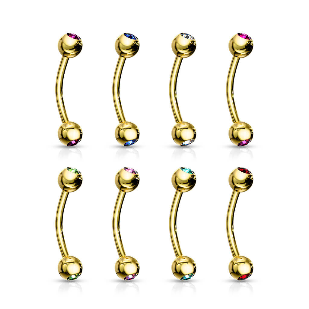 Augenbrauenpiercing Kugel Zirkonia Gold PVD