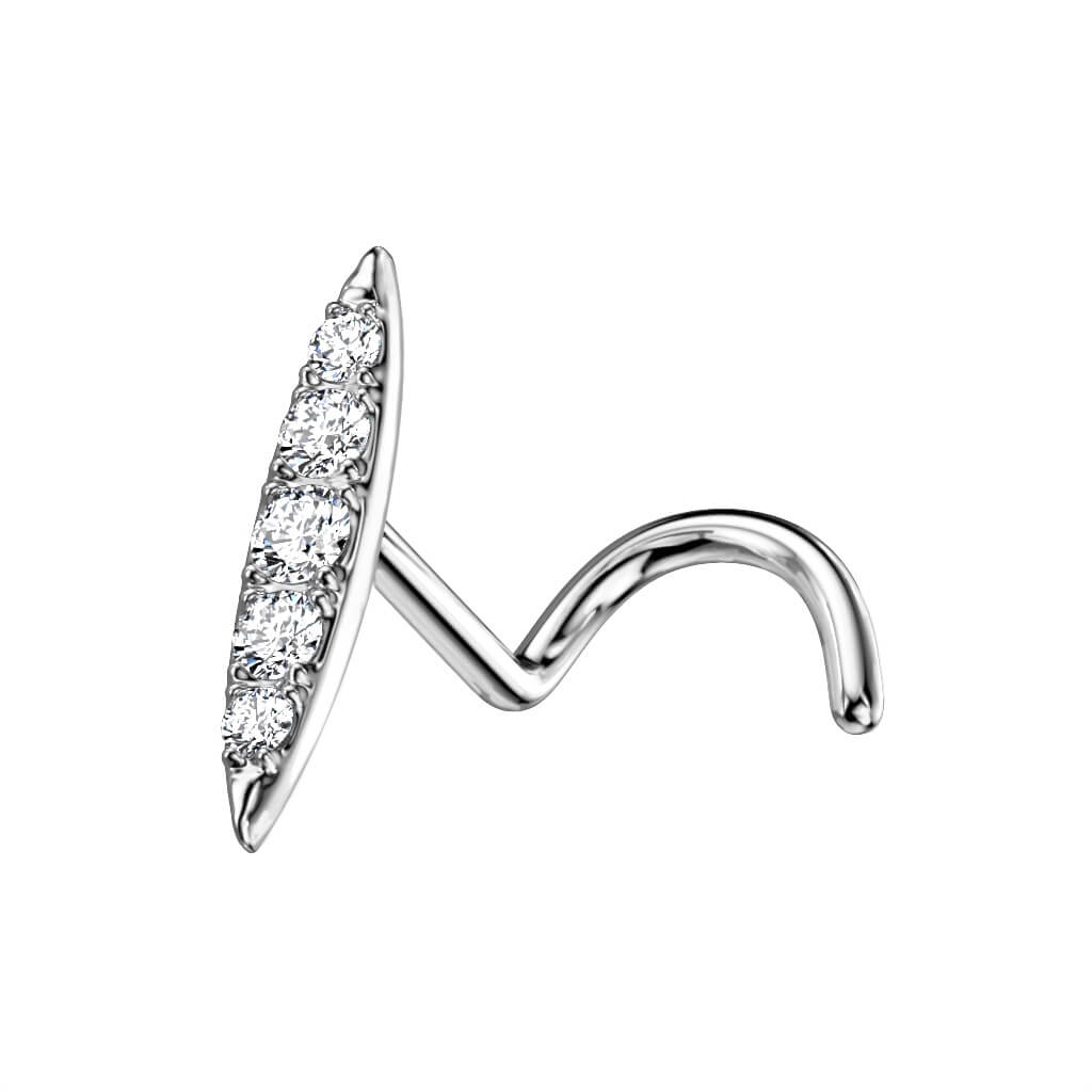 Oro 14 kt Screw Nasale Ellisse di zirconi