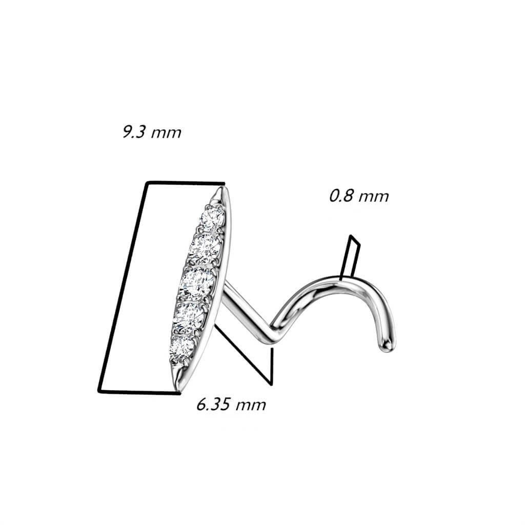 Oro 14 kt Screw Nasale Ellisse di zirconi