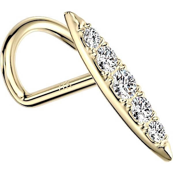 Oro 14 kt Screw Nasale Ellisse di zirconi