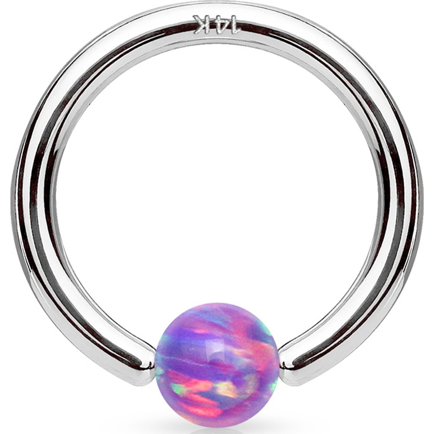 14 Karat Gold Ring Kugel Opal Weißgold Klemmkugelring