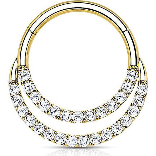 14 Karat Gold Ring Zirkonia Gelbgold Weißgold Clicker