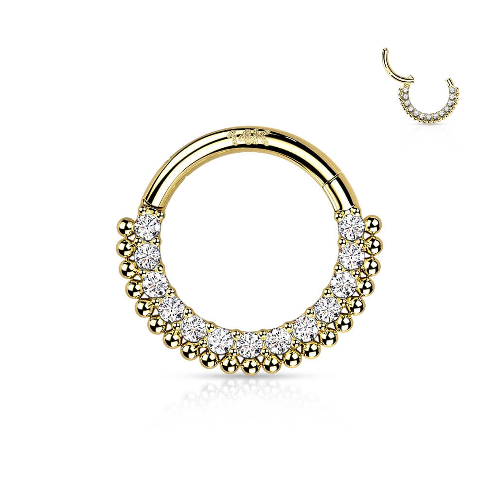 14 Karat Gold Ring Zirkonia Gelbgold Weißgold Clicker