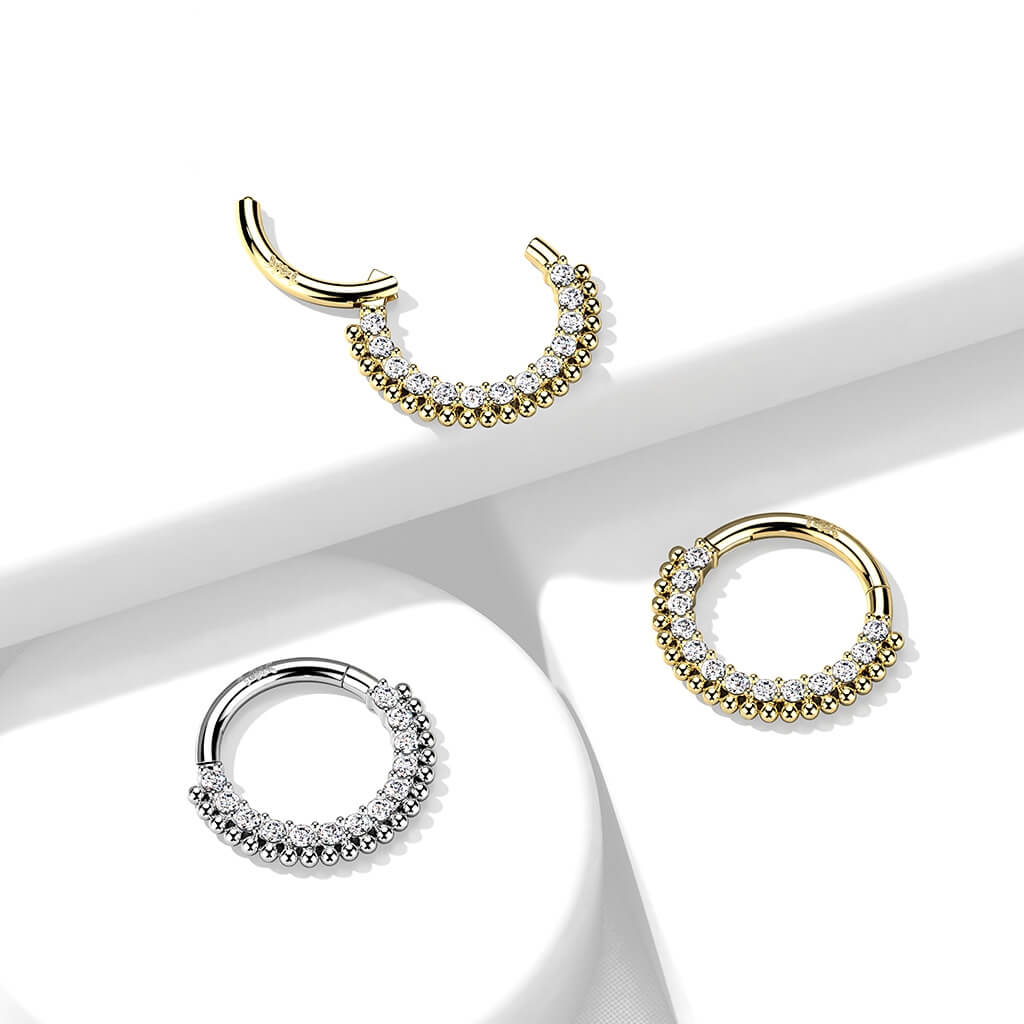 14 Karat Gold Ring Zirkonia Gelbgold Weißgold Clicker