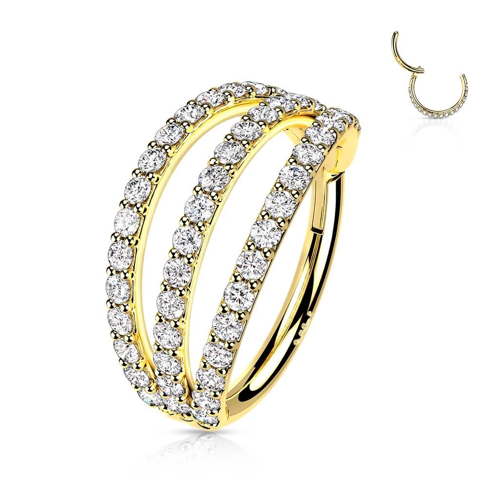 Oro 14kt Anillo Circonita Clicker