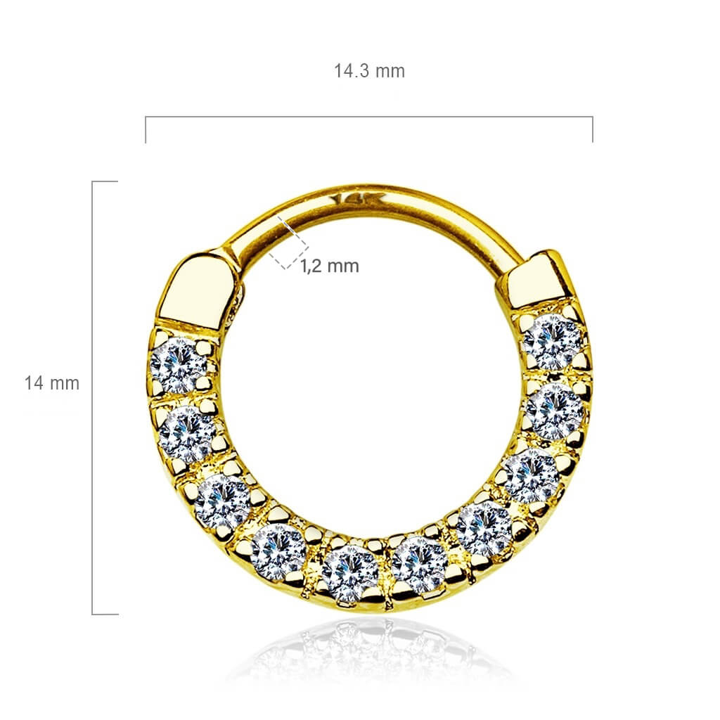 14 Karat Gold Septum Piercing Zirkonia Gelbgold Weißgold Clicker