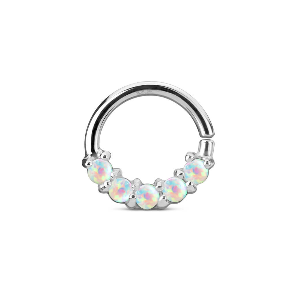 14 Karat Gold Ring 5 Opal Weißgold Biegbar