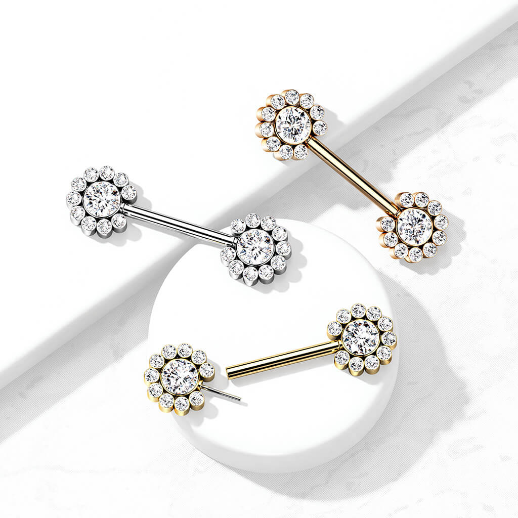Téton Fleur Zircone Enfoncer