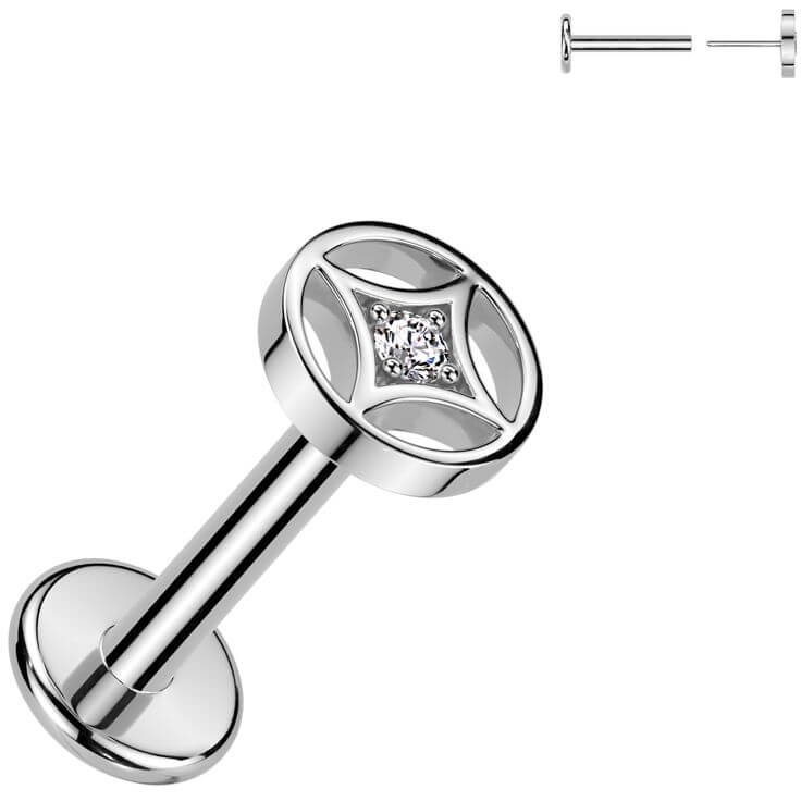 Labret 4 point star zirconia Push-In