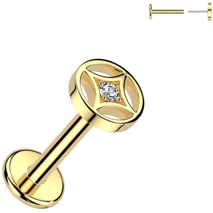 Labret 4 point star zirconia Push-In