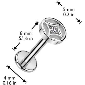 Labret 4 point star zirconia Push-In