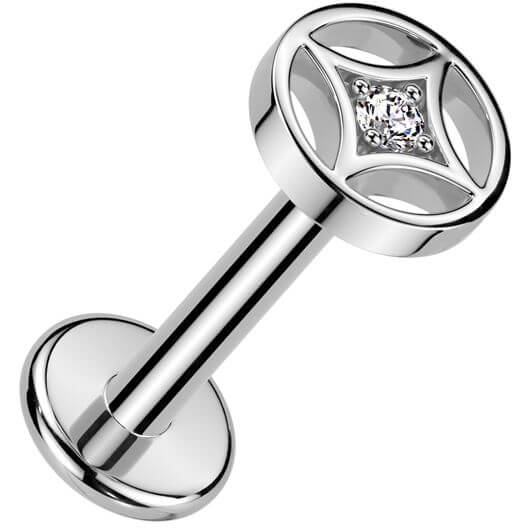 Labret 4 point star zirconia Push-In