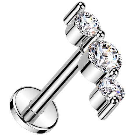 Labret 3 zirconias Push-In