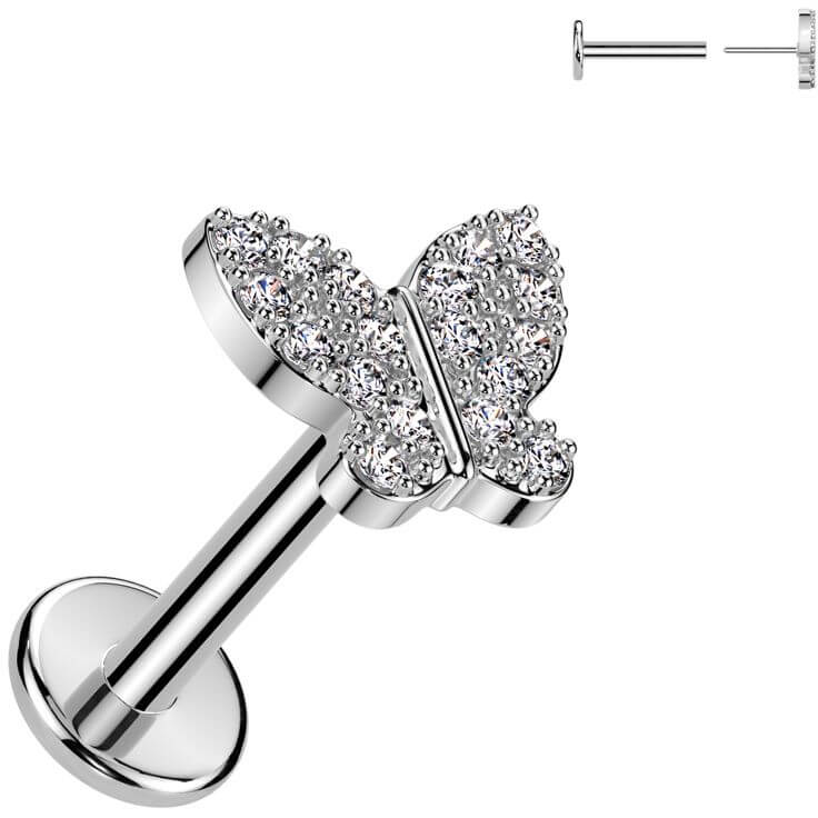 Labret butterfly zirconia Push-In