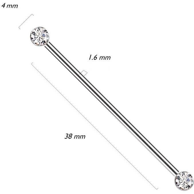 Titanio Barbell Industrial Circonitas Engastadas Push In