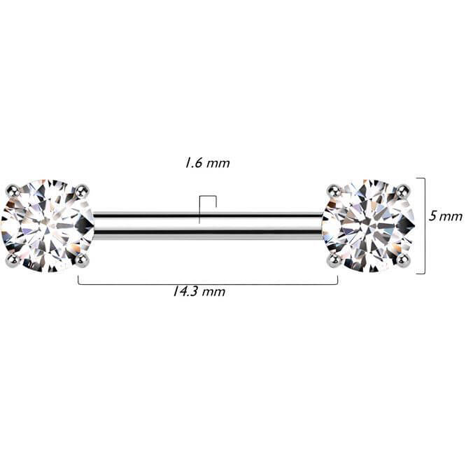Titanio Piercing Capezzolo Zirconi Incastonati Push-In