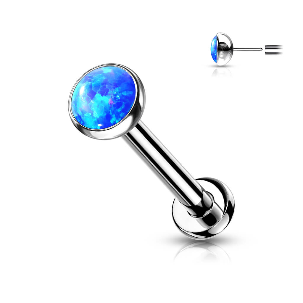 Titanio Labret Opale piatto e argento Push-In