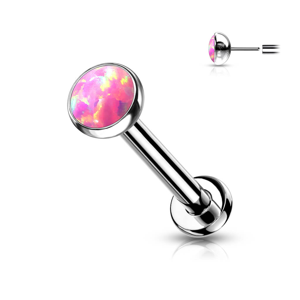 Titanio Labret Opale piatto e argento Push-In
