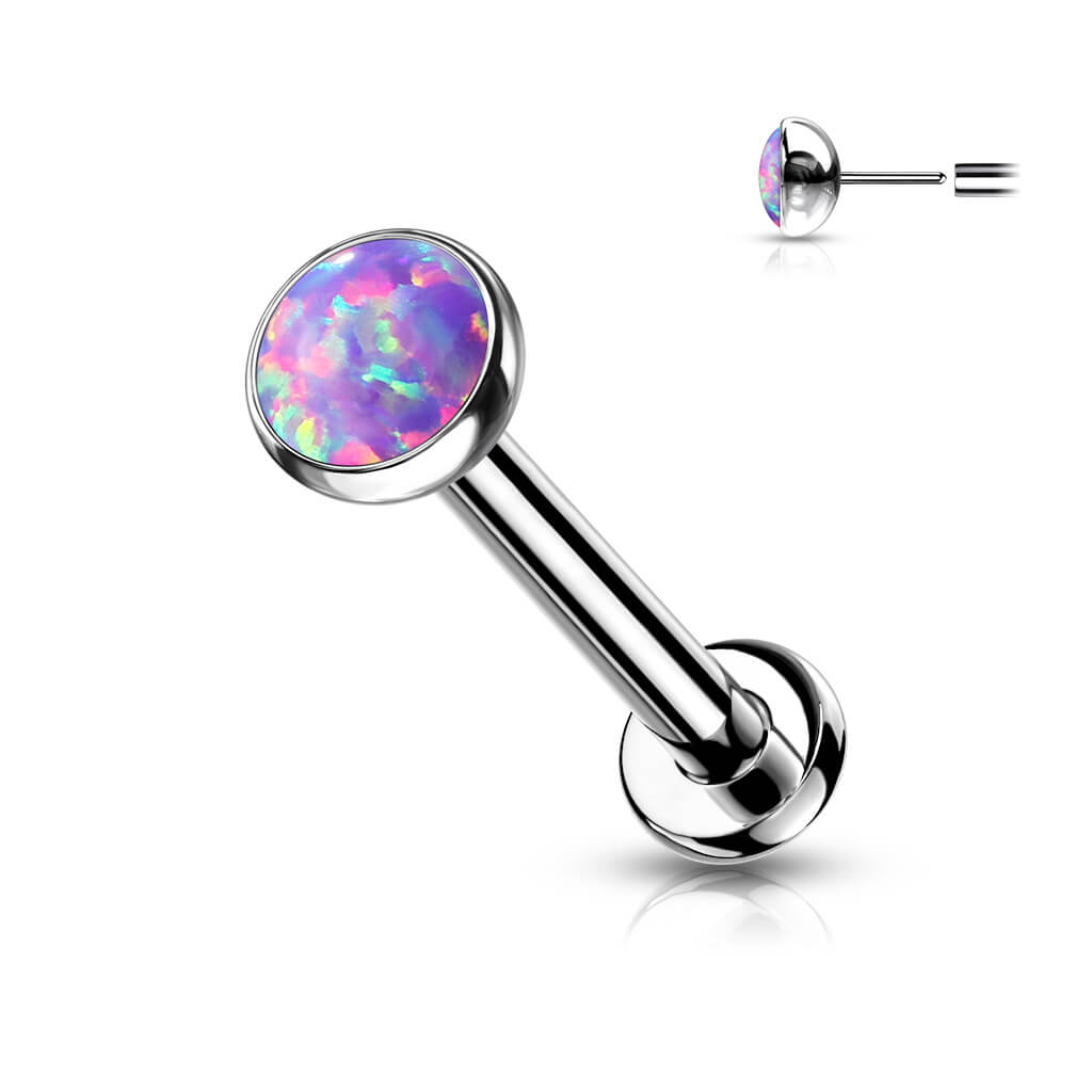 Titanio Labret Opale piatto e argento Push-In