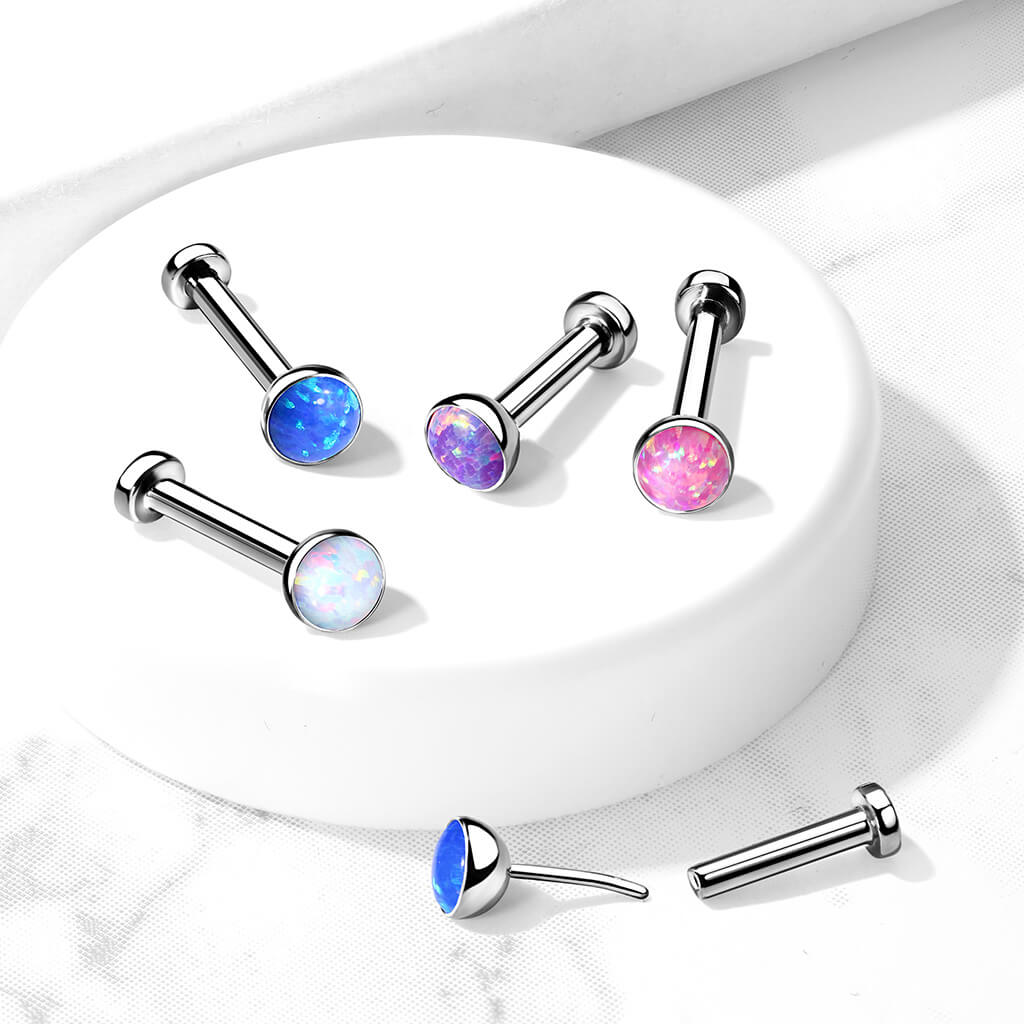 Titanio Labret Opale piatto e argento Push-In