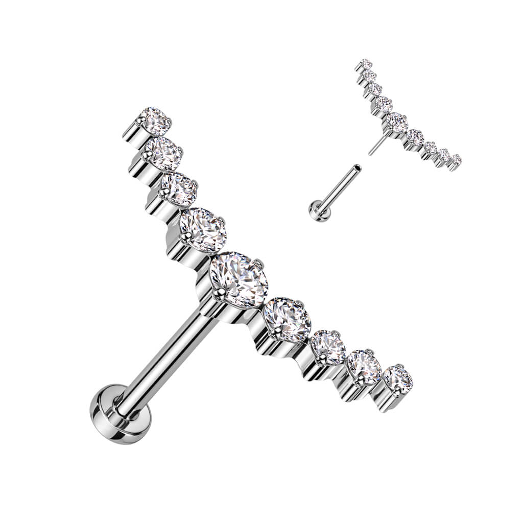Titanio Labret Curva di zirconi Push-In