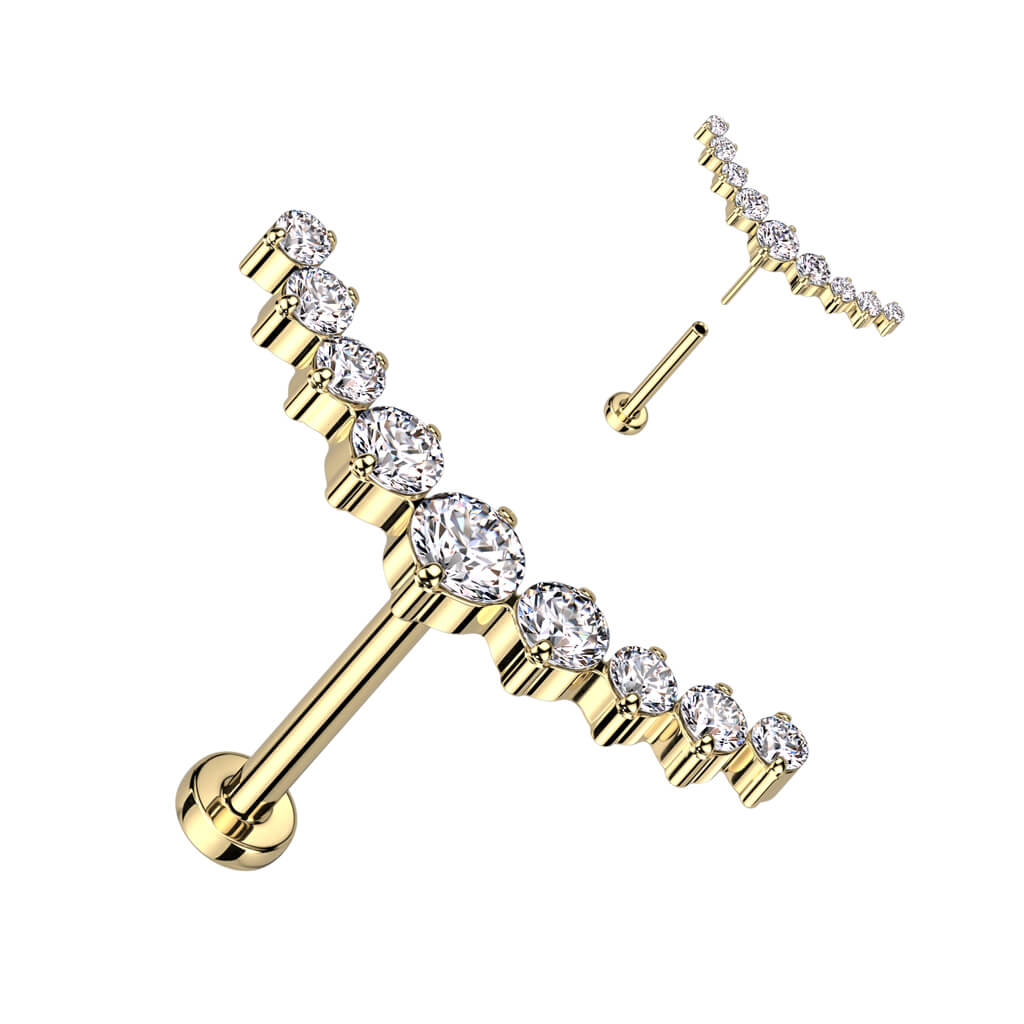 Titanio Labret Curva di zirconi Push-In