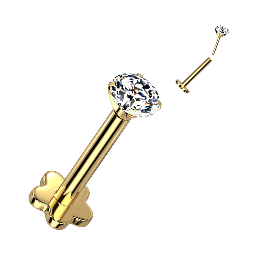 Titanio Circonita base en flor Push In Labret