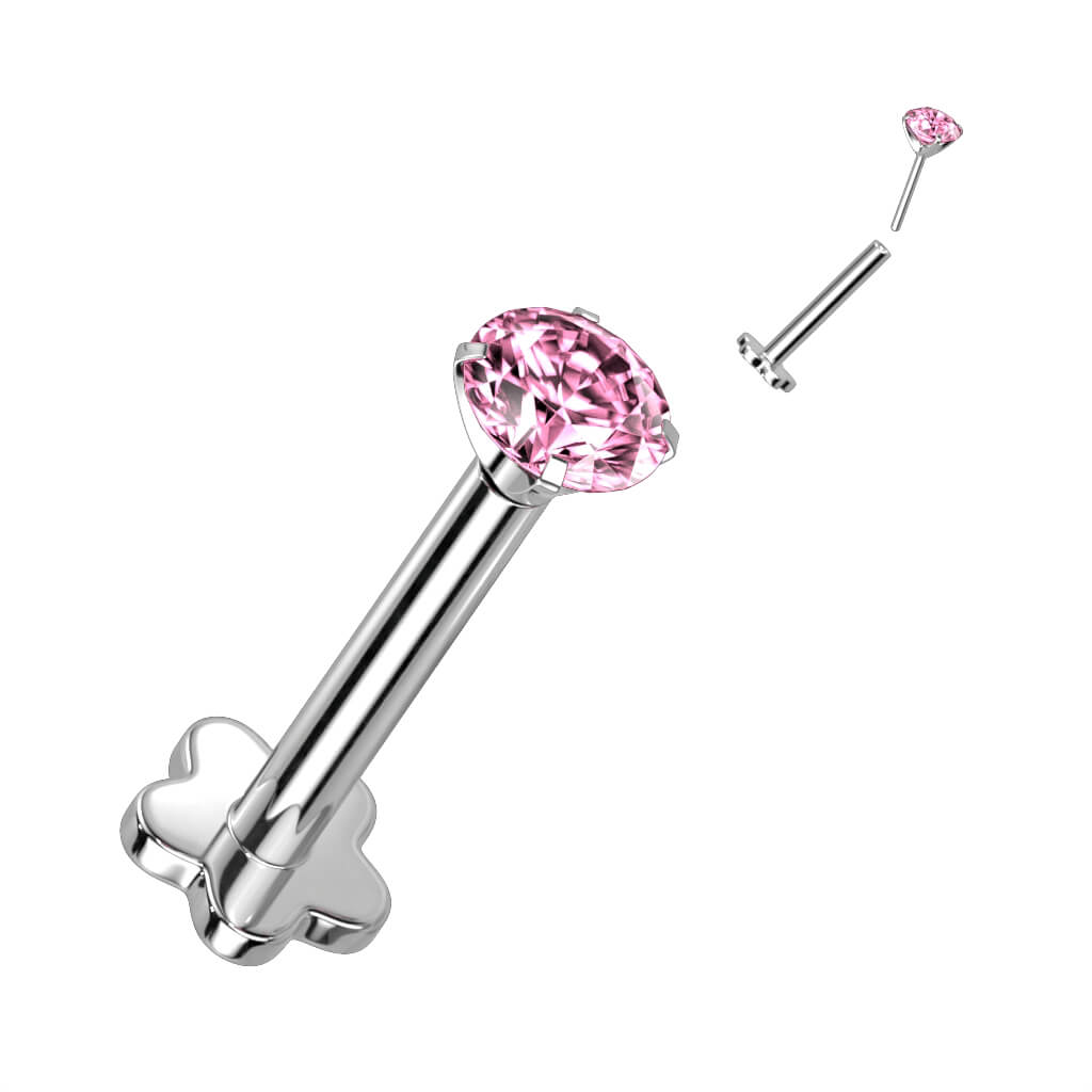 Titanio Circonita base en flor Push In Labret
