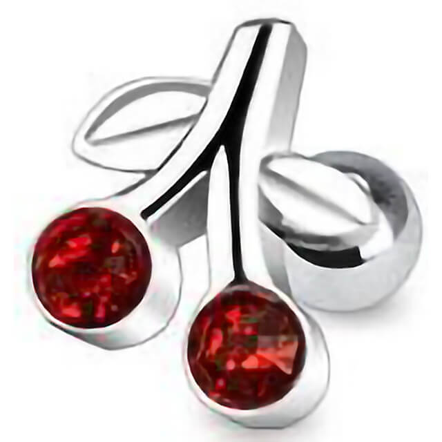 Barbell Kirsche Zirkonia Silber