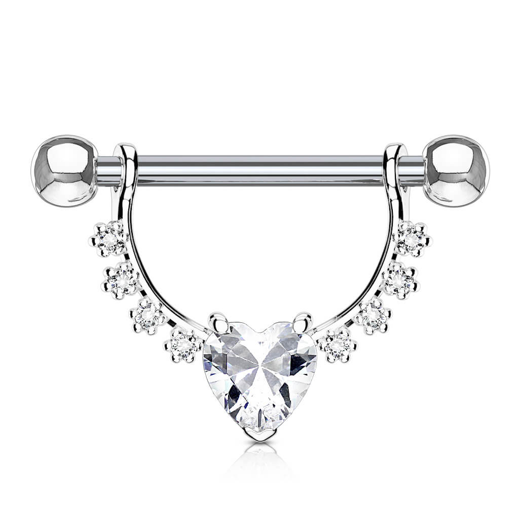 Piercing Capezzolo Pendente a ghirlanda con cuore in zircone