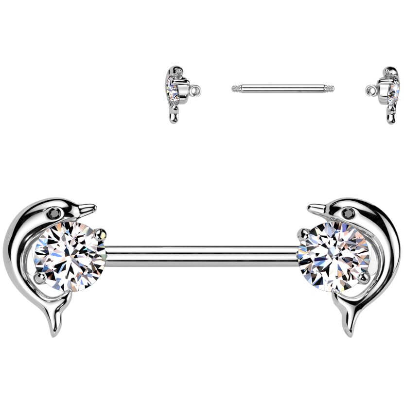 Nipple Piercing dolphin zirconia