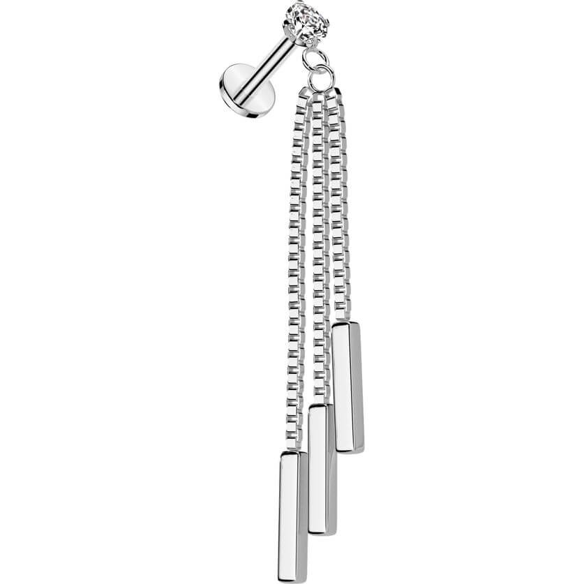 colgante de cadena con triple barra Rosca interna Labret