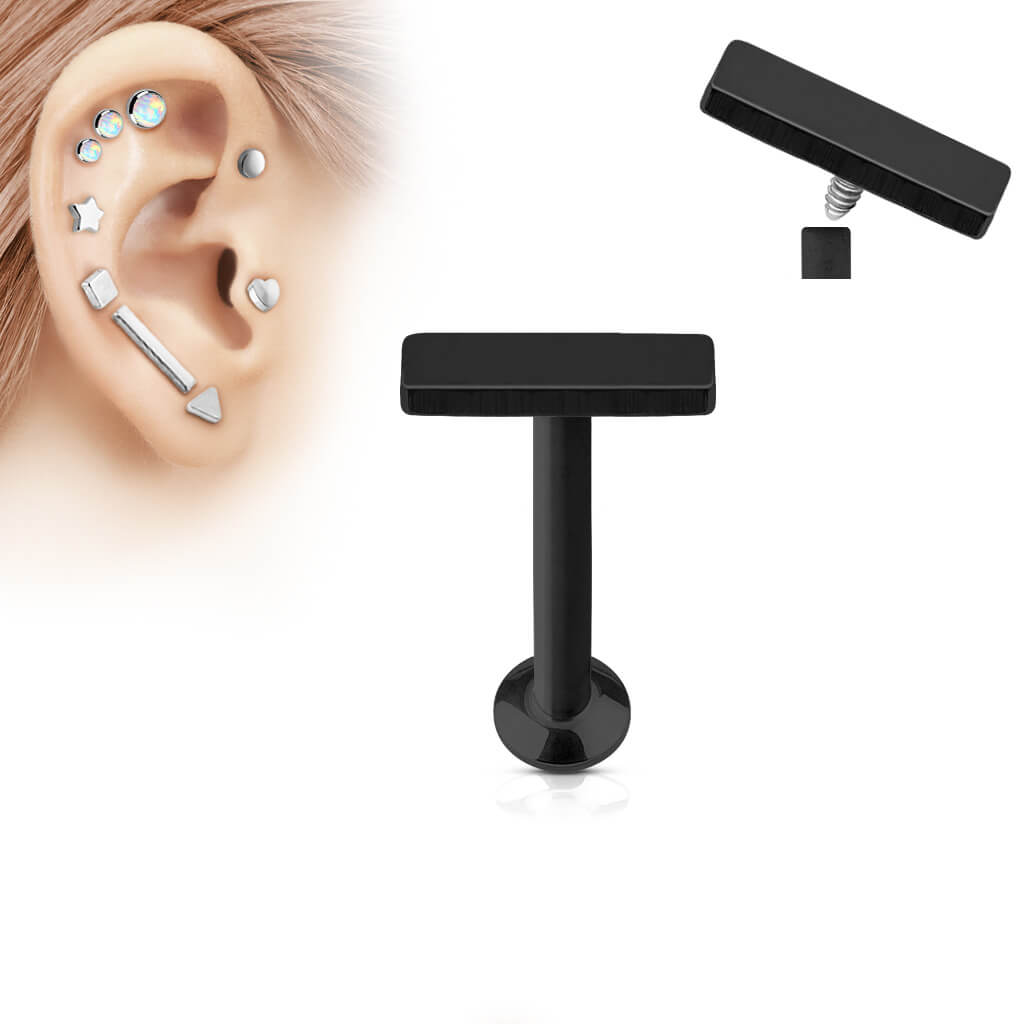 Labret Barre Plate Filetage Interne