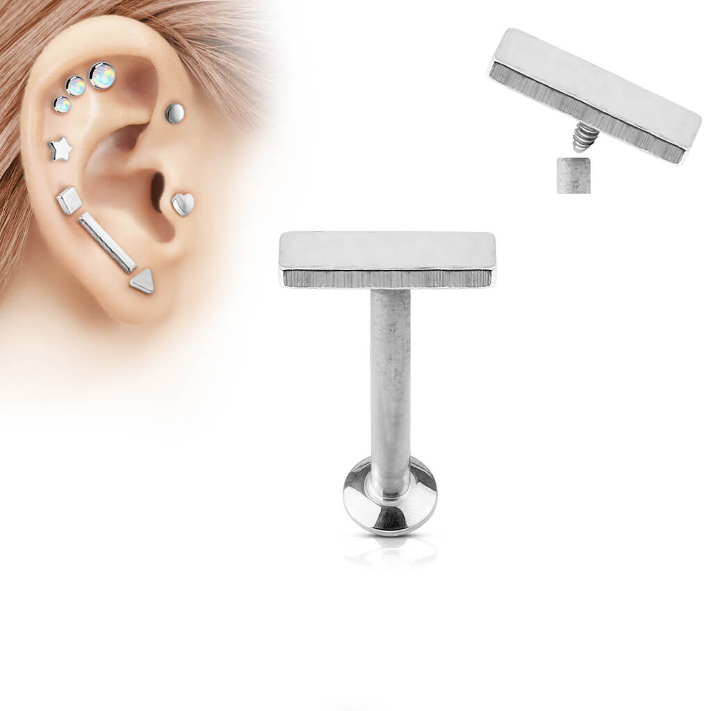 Labret Barre Plate Filetage Interne